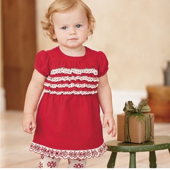 Hanna Andersson Red Ruffled Eyelet Holiday Dress 5 - Picture 2 of 5